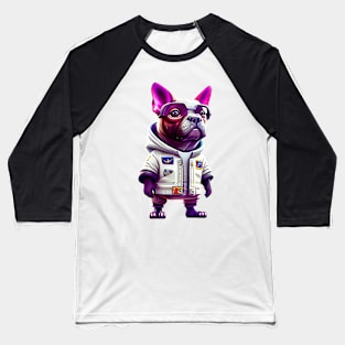 The Fun-Loving Frenchie: Bold in a Casual Space Suit Baseball T-Shirt